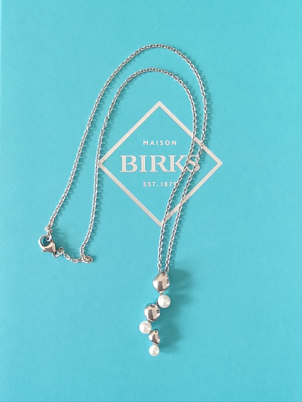 Birks Sterling Silver Pearl Drop Pendant Necklace